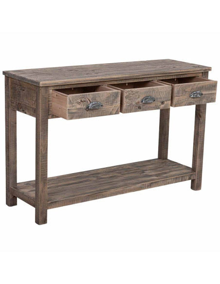 Console d’entrée bois brun 3 tiroirs 120x40x78,5 cm Ozanio  - 4