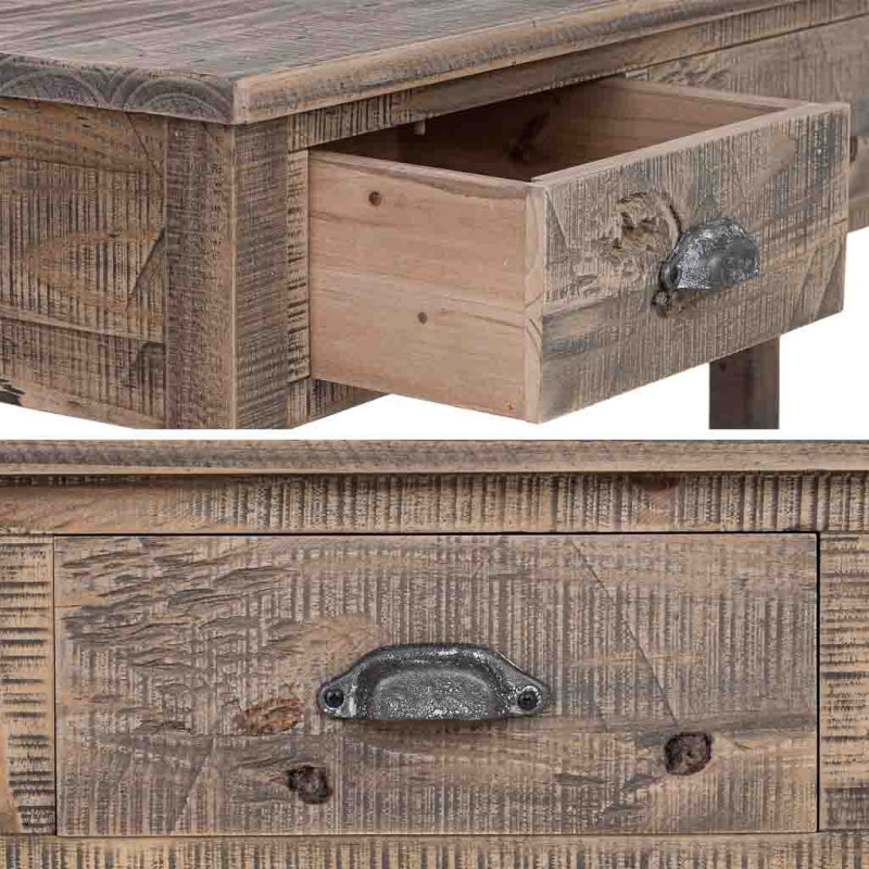 Console d’entrée bois brun 3 tiroirs 120x40x78,5 cm Ozanio  - 6