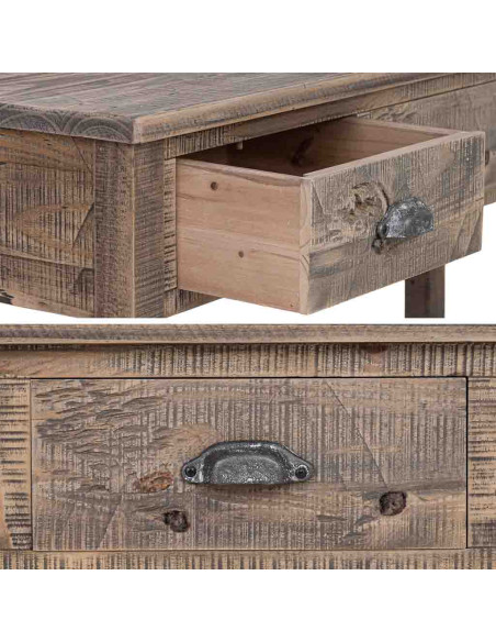 Console d’entrée bois brun 3 tiroirs 120x40x78,5 cm Ozanio  - 6