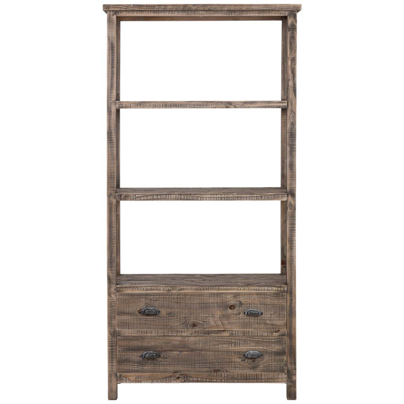 Bibliothèque en bois brun 2 tiroirs 99x38x201 cm Ozanio  - 2