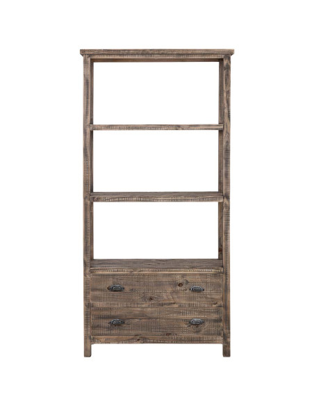 Bibliothèque en bois brun 2 tiroirs 99x38x201 cm Ozanio  - 2