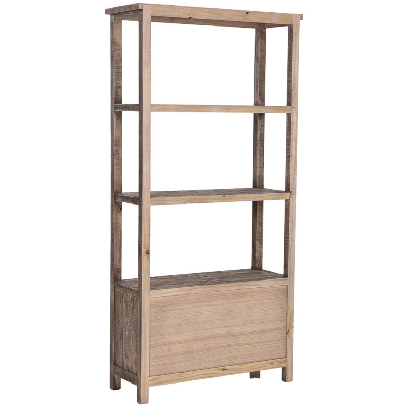 Bibliothèque en bois brun 2 tiroirs 99x38x201 cm Ozanio  - 4