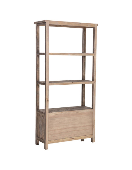 Bibliothèque en bois brun 2 tiroirs 99x38x201 cm Ozanio  - 4