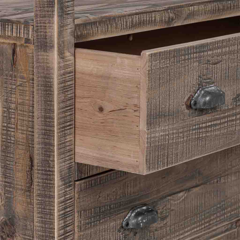 Bibliothèque en bois brun 2 tiroirs 99x38x201 cm Ozanio  - 5
