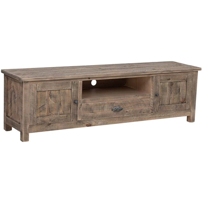Meuble TV bois brun 2 portes 160x40x46,5 cm Ozanio  - 1