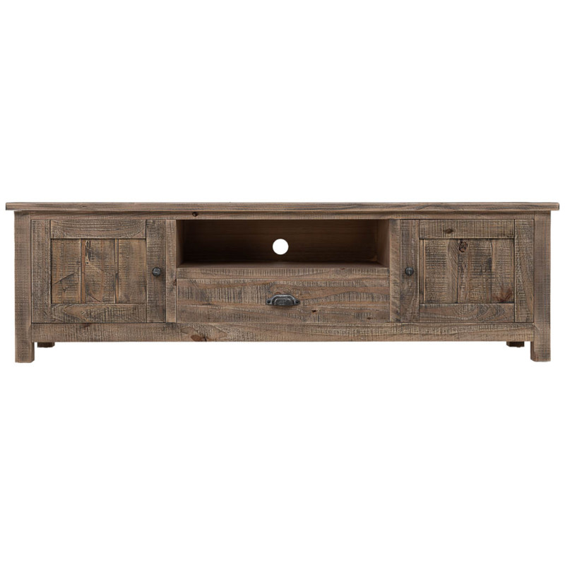 Meuble TV bois brun 2 portes 160x40x46,5 cm Ozanio  - 2