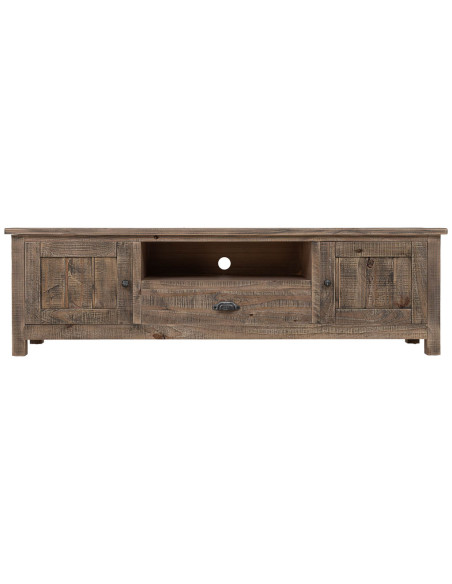 Meuble TV bois brun 2 portes 160x40x46,5 cm Ozanio  - 2