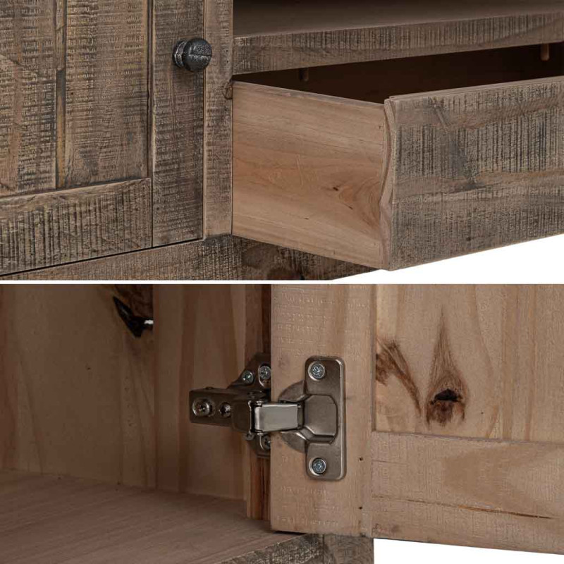 Meuble TV bois brun 2 portes 160x40x46,5 cm Ozanio  - 5
