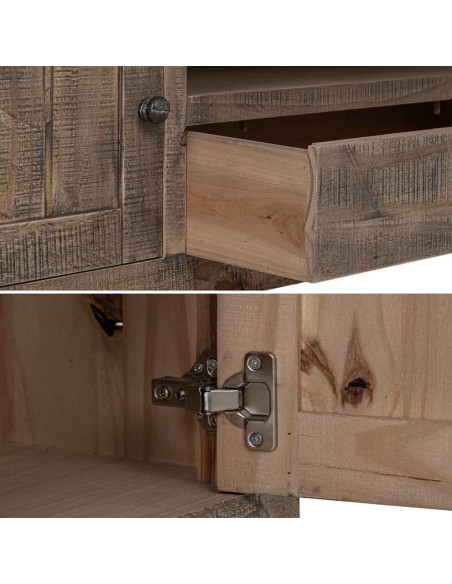 Meuble TV bois brun 2 portes 160x40x46,5 cm Ozanio  - 5