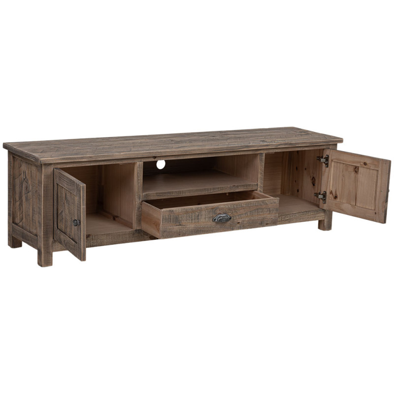 Meuble TV bois brun 2 portes 160x40x46,5 cm Ozanio  - 3