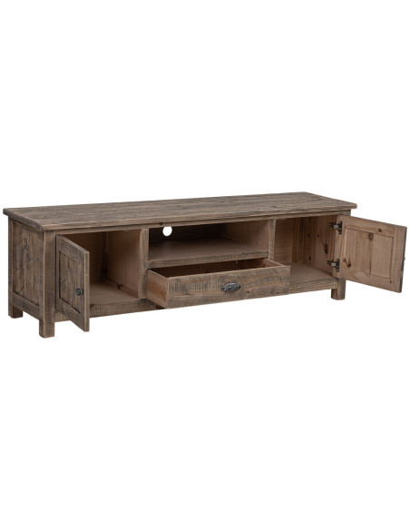 Meuble TV bois brun 2 portes 160x40x46,5 cm Ozanio  - 3