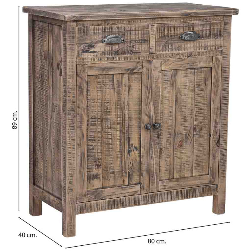 Petit buffet bois brun 80x40x89 cm Ozanio  - 8