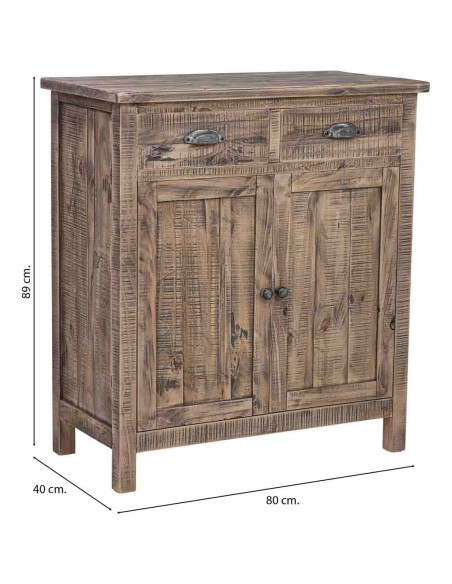 Petit buffet bois brun 80x40x89 cm Ozanio  - 8