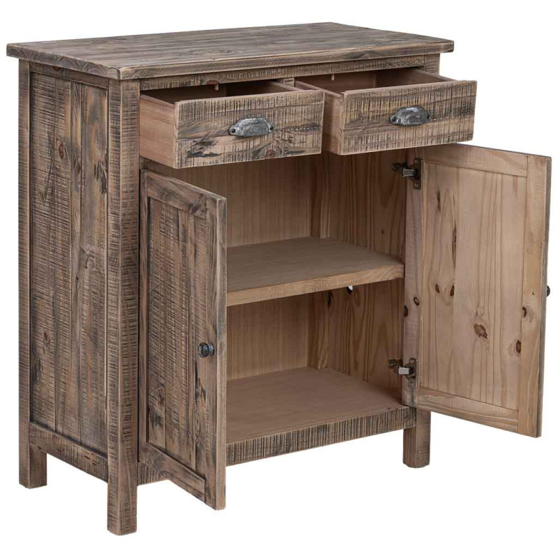Petit buffet bois brun 80x40x89 cm Ozanio  - 3