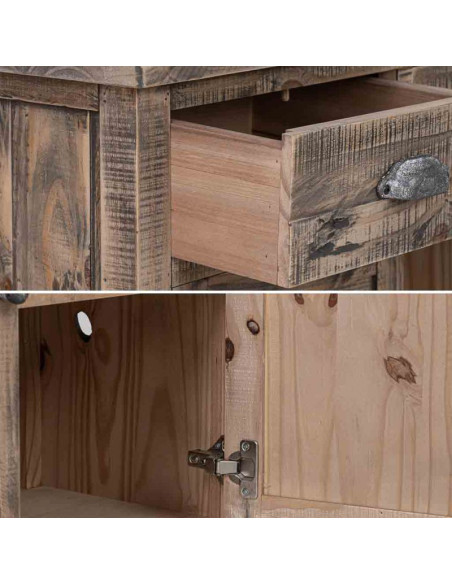 Petit buffet bois brun 80x40x89 cm Ozanio  - 5