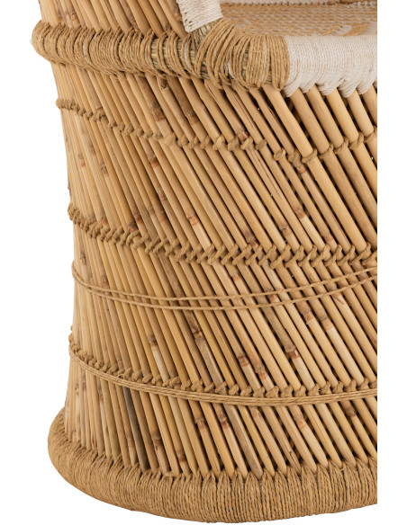 Fauteuil Rond Gus en Bambou Naturel Blanc - 5