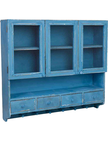 Meuble mural cuisine bleu canard en bois 89,5x19x79 cm Luziro  - 1