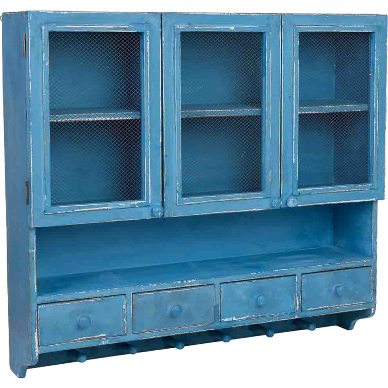 Meuble mural cuisine bleu canard en bois 89,5x19x79 cm Luziro  - 1