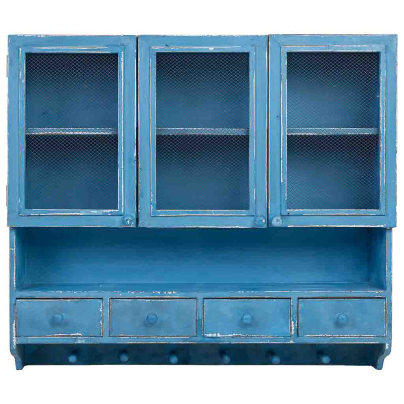 Meuble mural cuisine bleu canard en bois 89,5x19x79 cm Luziro  - 3