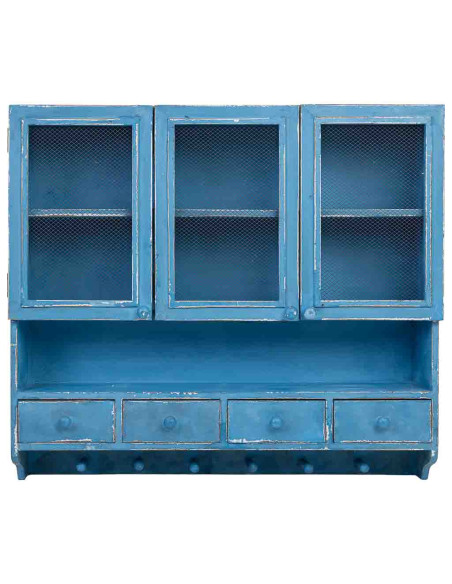Meuble mural cuisine bleu canard en bois 89,5x19x79 cm Luziro  - 3