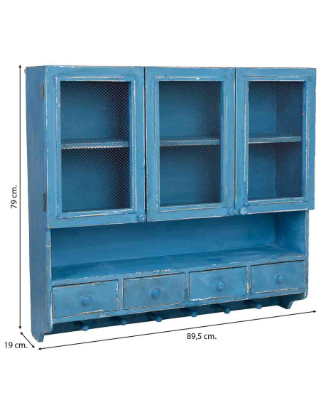 Meuble mural cuisine bleu canard en bois 89,5x19x79 cm Luziro  - 12