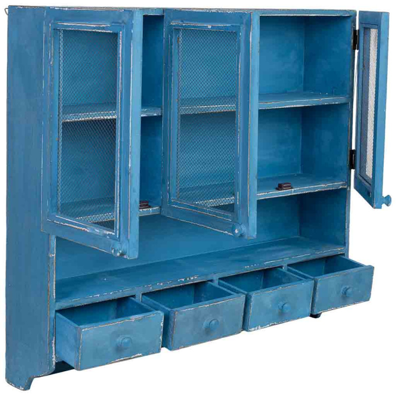 Meuble mural cuisine bleu canard en bois 89,5x19x79 cm Luziro  - 4