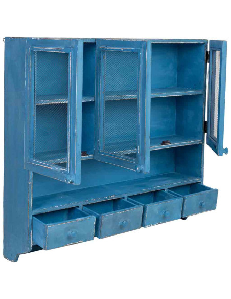 Meuble mural cuisine bleu canard en bois 89,5x19x79 cm Luziro  - 4