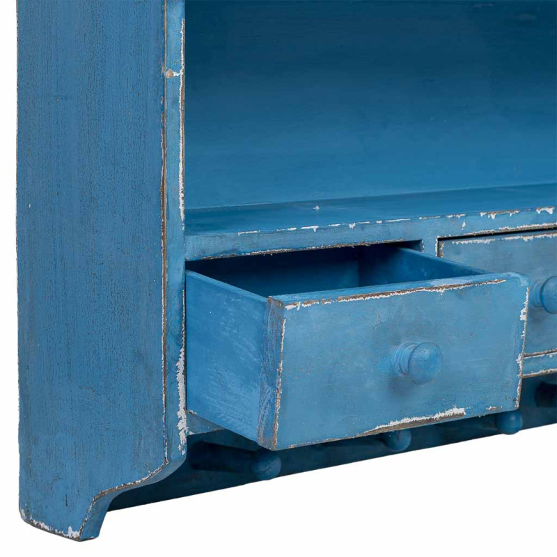 Meuble mural cuisine bleu canard en bois 89,5x19x79 cm Luziro  - 6