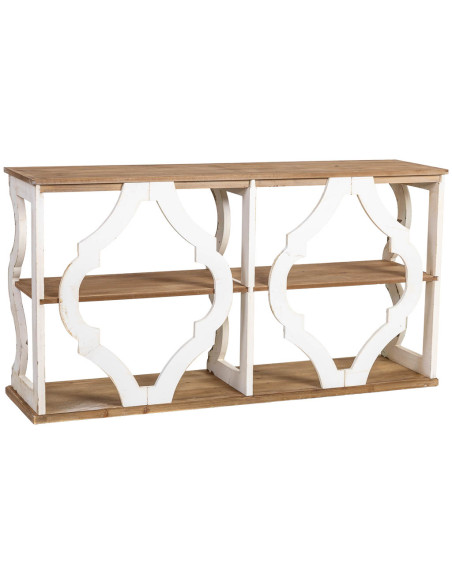 Bibliothèque basse bois de sapin blanc et naturel 163x42x85 cm Lazina  - 3