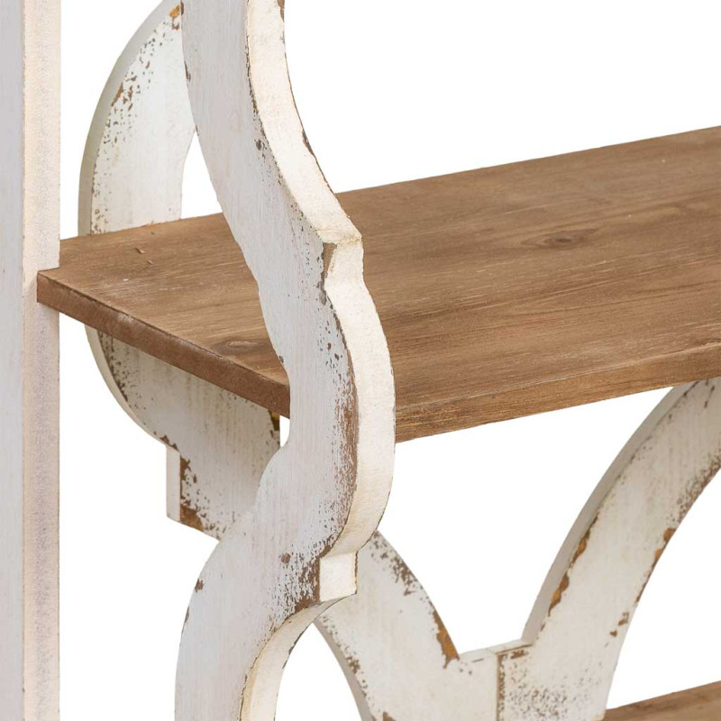 Bibliothèque basse bois de sapin blanc et naturel 163x42x85 cm Lazina  - 6