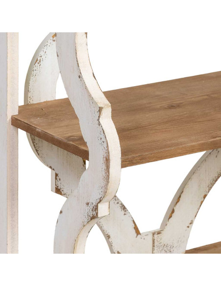 Bibliothèque basse bois de sapin blanc et naturel 163x42x85 cm Lazina  - 6