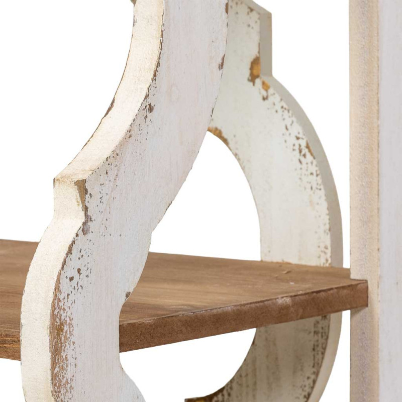 Bibliothèque basse bois de sapin blanc et naturel 163x42x85 cm Lazina  - 5