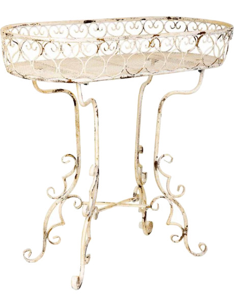 Porte-plantes fer forgé blanc vieilli 86x38x84 cm Reniza  - 1