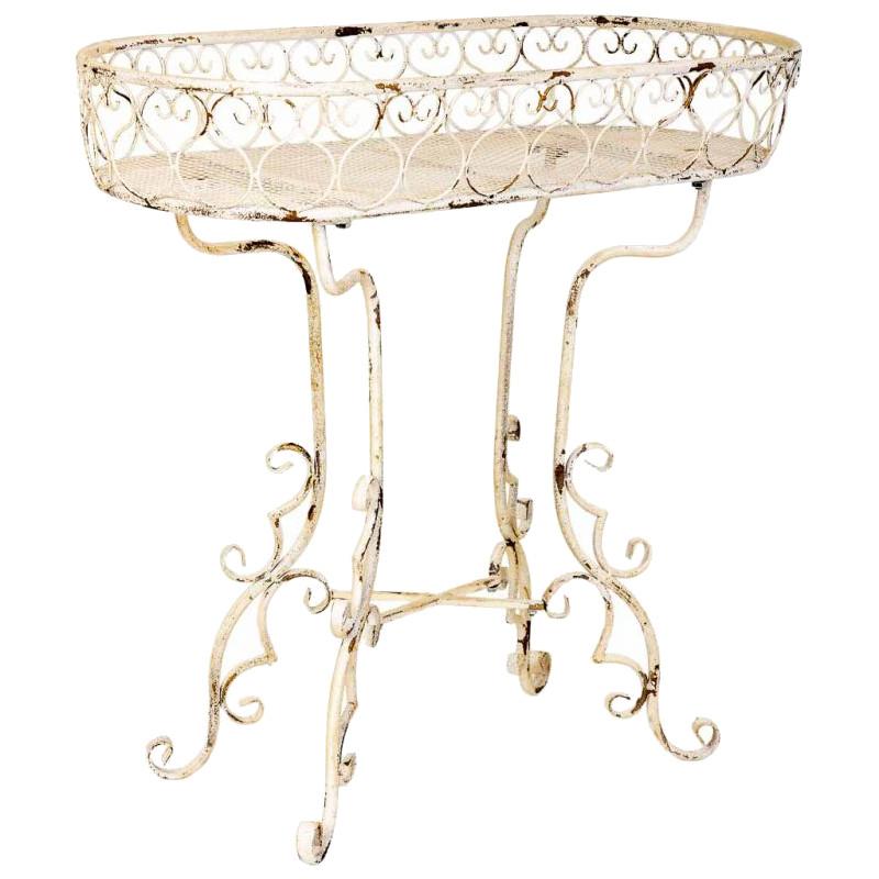 Porte-plantes fer forgé blanc vieilli 86x38x84 cm Reniza  - 1