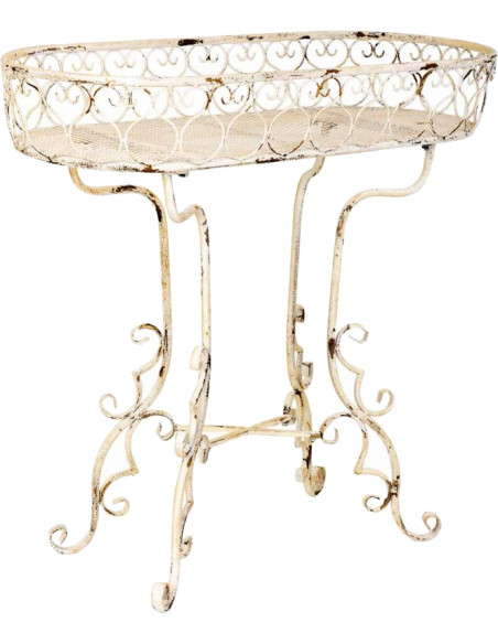 Porte-plantes fer forgé blanc vieilli 86x38x84 cm Reniza  - 1
