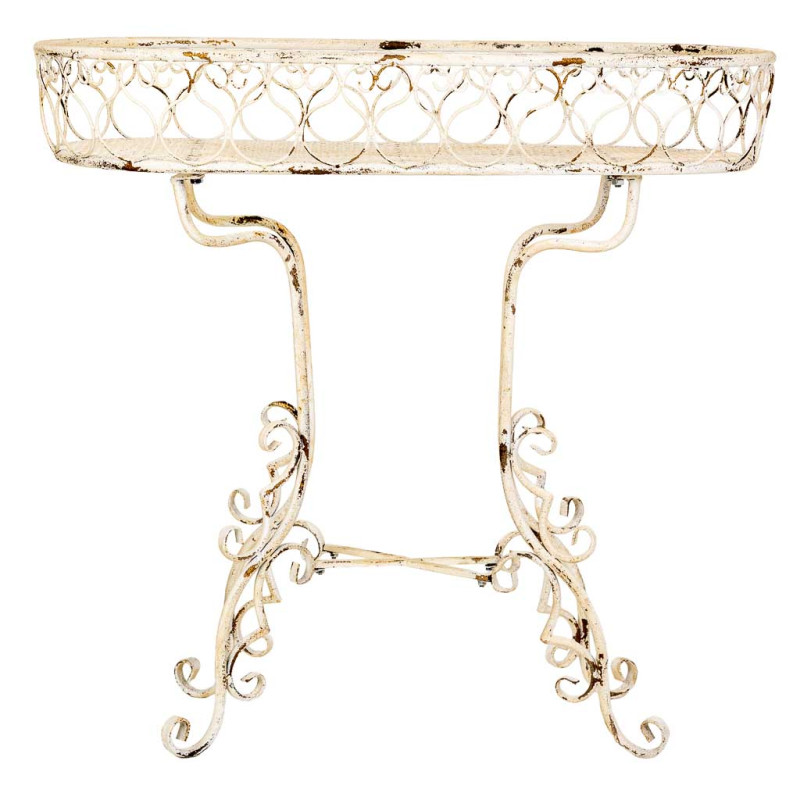Porte-plantes fer forgé blanc vieilli 86x38x84 cm Reniza  - 2