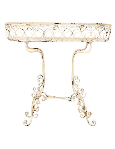 Porte-plantes fer forgé blanc vieilli 86x38x84 cm Reniza  - 2