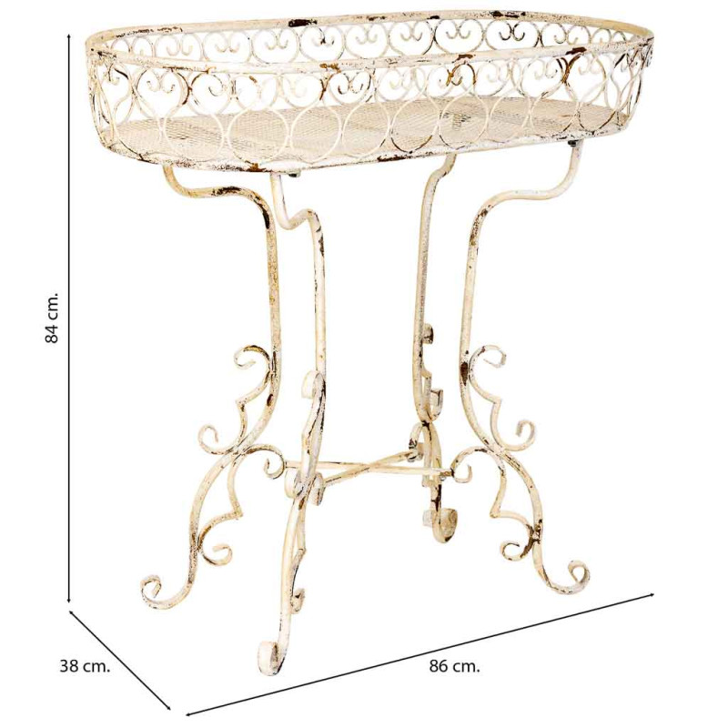 Porte-plantes fer forgé blanc vieilli 86x38x84 cm Reniza  - 8