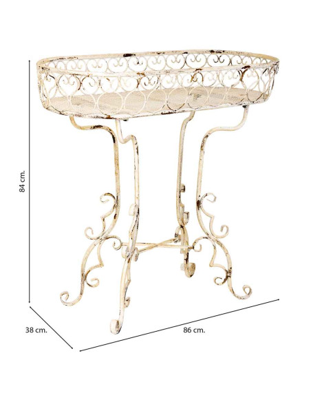 Porte-plantes fer forgé blanc vieilli 86x38x84 cm Reniza  - 8