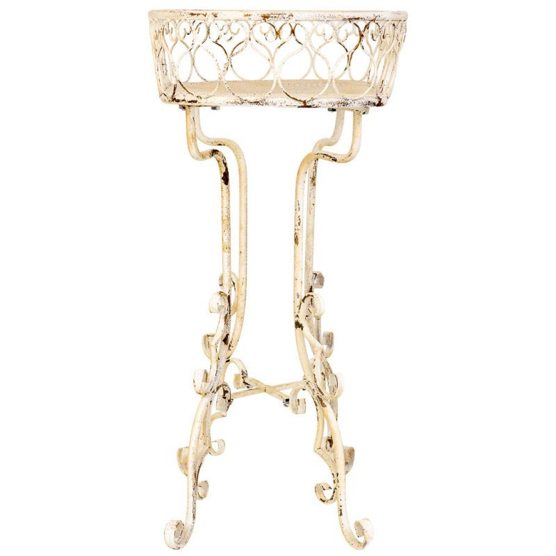 Porte-plantes fer forgé blanc vieilli 86x38x84 cm Reniza  - 3