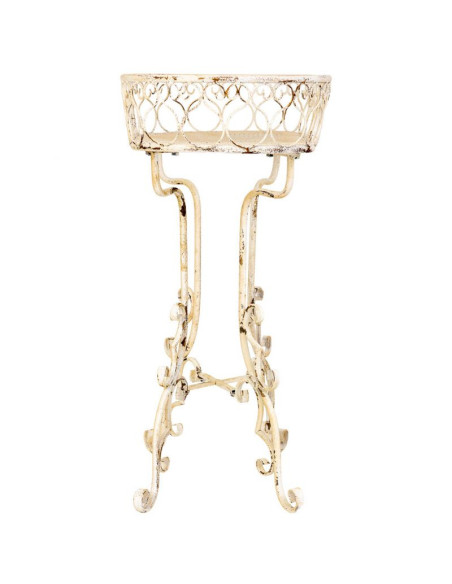 Porte-plantes fer forgé blanc vieilli 86x38x84 cm Reniza  - 3