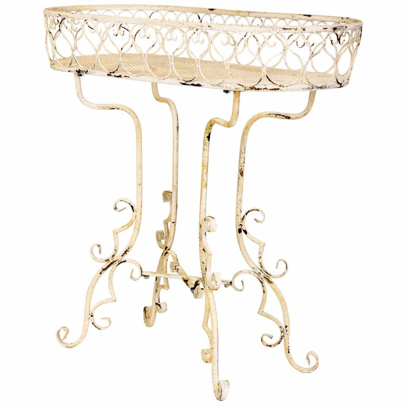 Porte-plantes fer forgé blanc vieilli 86x38x84 cm Reniza  - 4