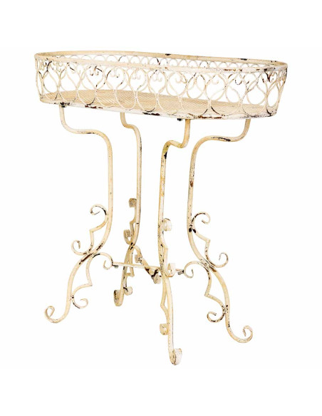 Porte-plantes fer forgé blanc vieilli 86x38x84 cm Reniza  - 4