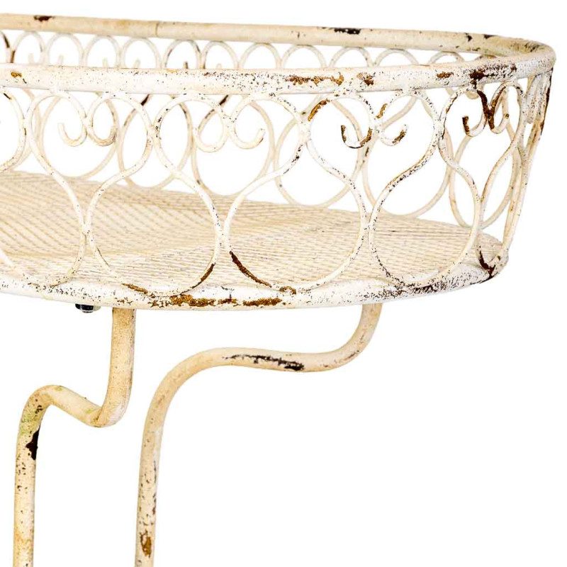 Porte-plantes fer forgé blanc vieilli 86x38x84 cm Reniza  - 5