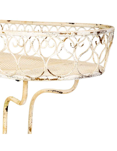 Porte-plantes fer forgé blanc vieilli 86x38x84 cm Reniza  - 5