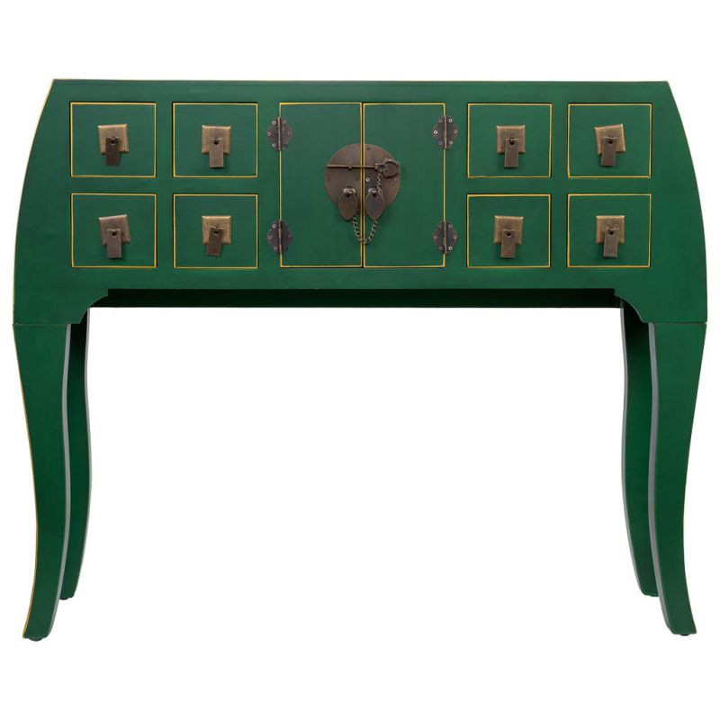 Console d'entrée vert émeraude en MDF 98x26x80 cm Virenaya  - 2