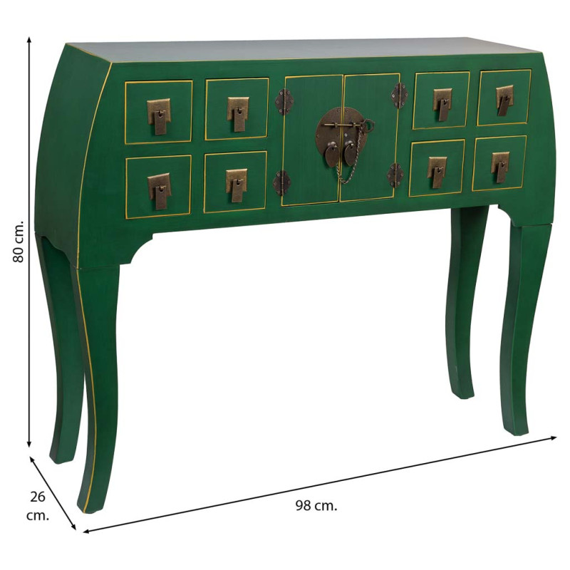 Console d'entrée vert émeraude en MDF 98x26x80 cm Virenaya  - 8