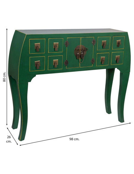 Console d'entrée vert émeraude en MDF 98x26x80 cm Virenaya  - 8