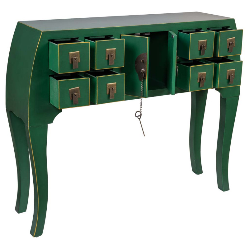 Console d'entrée vert émeraude en MDF 98x26x80 cm Virenaya  - 3