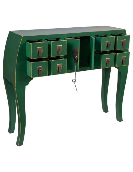 Console d'entrée vert émeraude en MDF 98x26x80 cm Virenaya  - 3